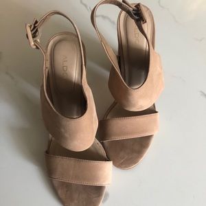 Also open the suede heels